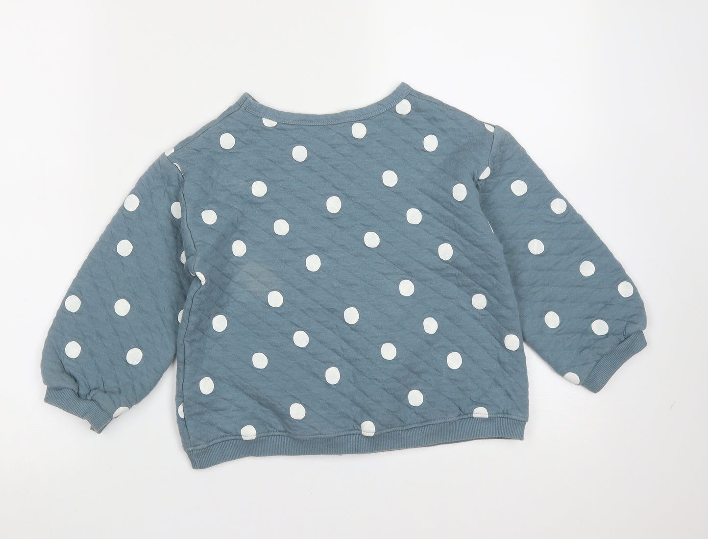 Zara Girls Blue Polka Dot Cotton Pullover Sweatshirt Size 3-4 Years