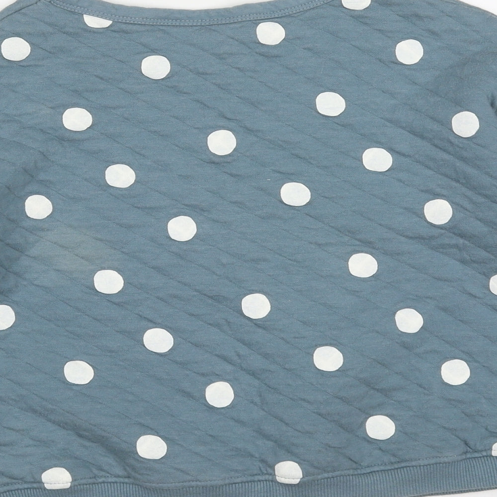 Zara Girls Blue Polka Dot Cotton Pullover Sweatshirt Size 3-4 Years