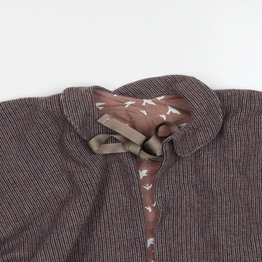 Preworn Girls Brown Collared Check Polyester Blend Cape Jumper One Size