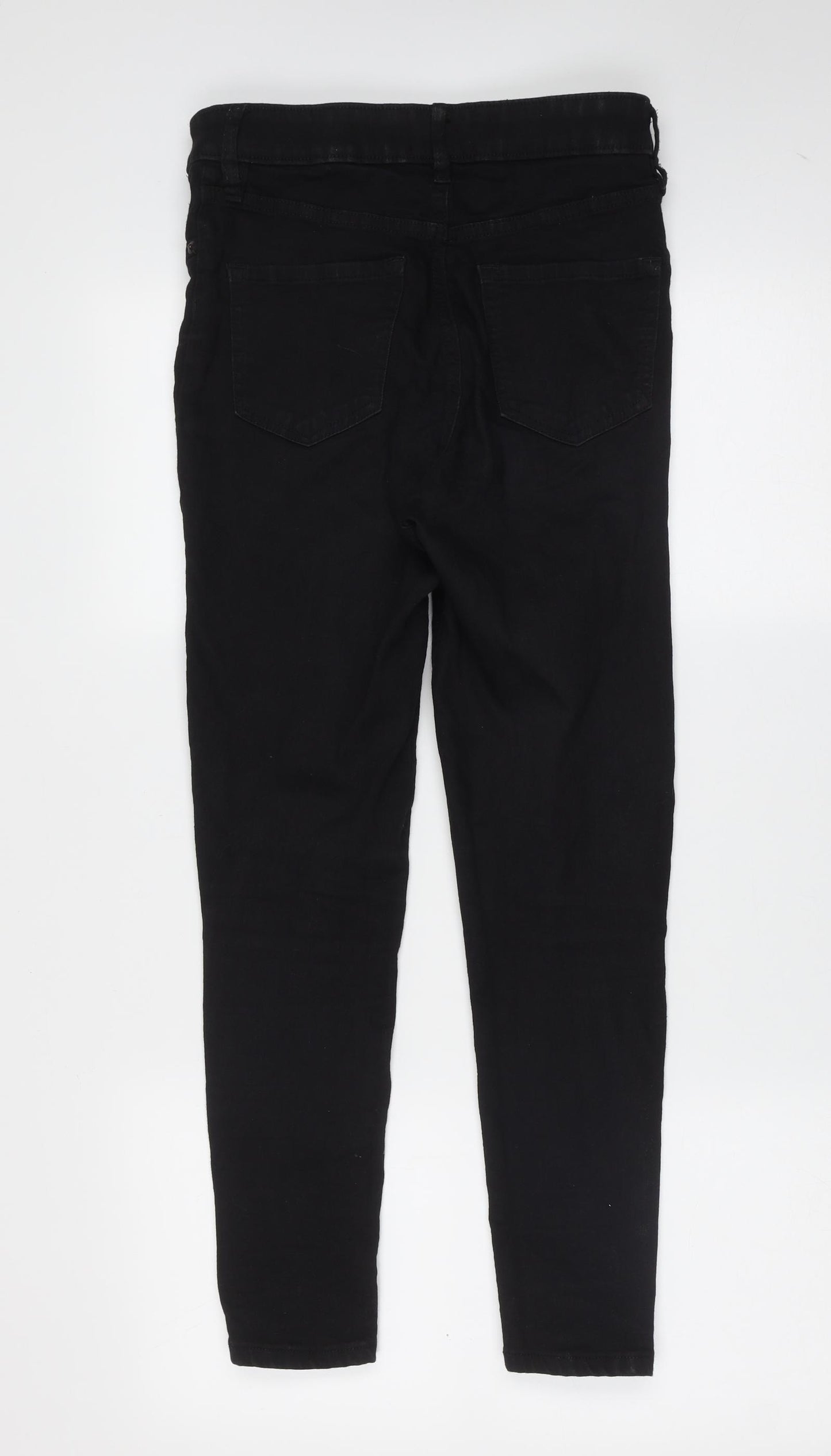 F&F Womens Black  Cotton Skinny Jeans Size 10 L26 in Extra-Slim Zip