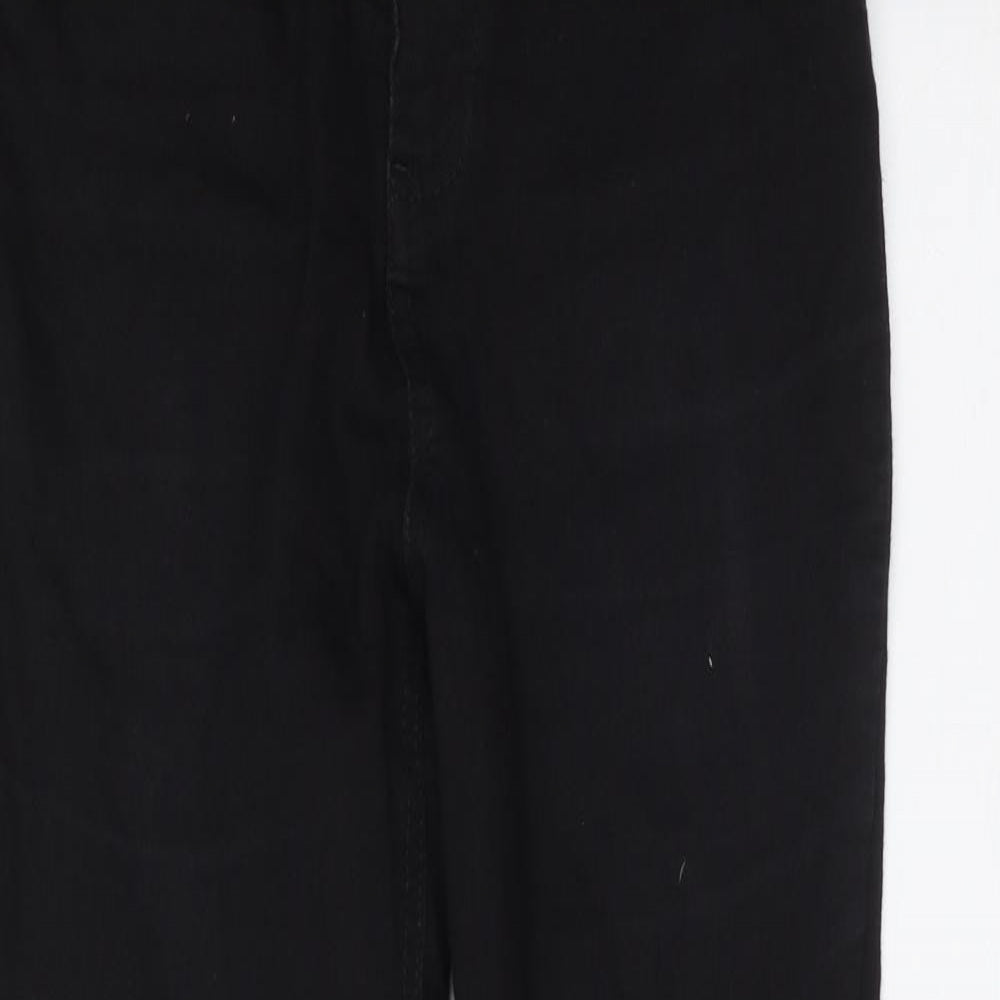 F&F Womens Black  Cotton Skinny Jeans Size 10 L26 in Extra-Slim Zip