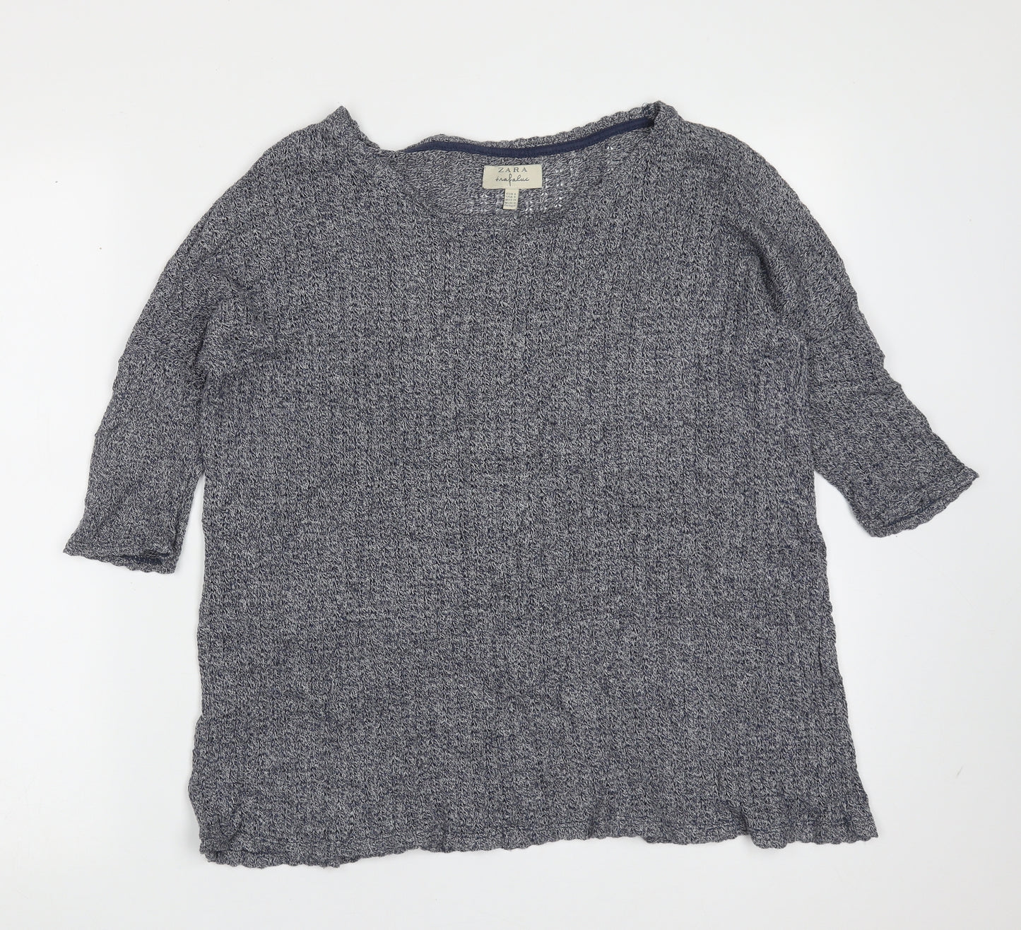 Zara Womens Blue Round Neck  Polyester Pullover Jumper Size S