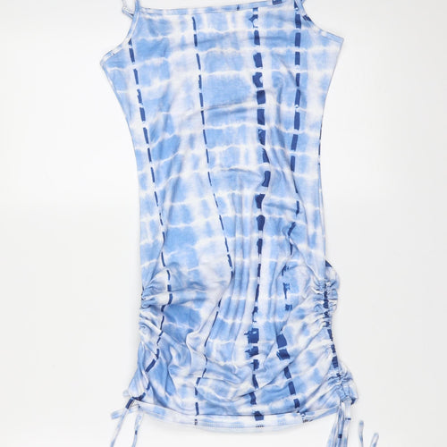 SheIn Womens Blue Tie Dye Polyester Mini  Size XS  Square Neck  - ruched