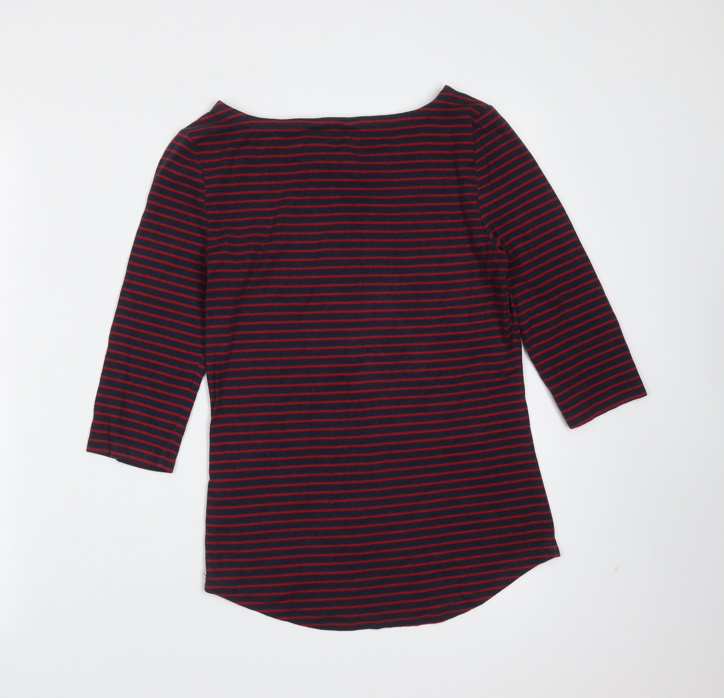 Arabella & Addison Womens Blue Striped Cotton Basic T-Shirt Size L Round Neck