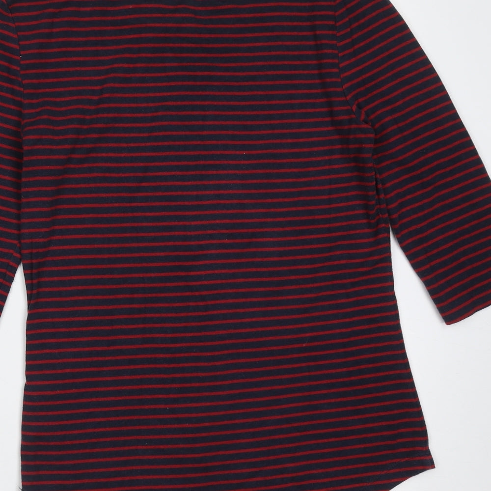 Arabella & Addison Womens Blue Striped Cotton Basic T-Shirt Size L Round Neck