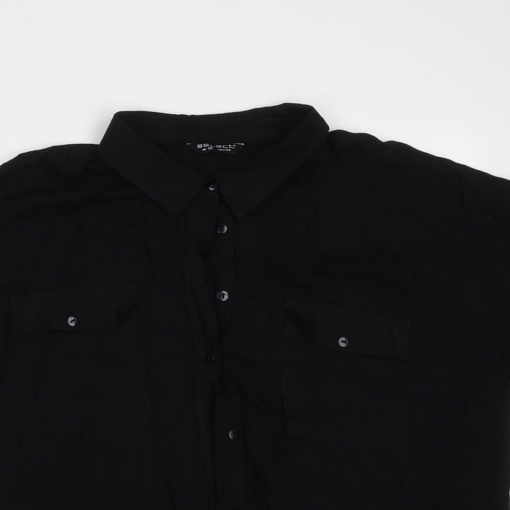 Select Womens Black  Viscose Basic Blouse Size 16 Collared