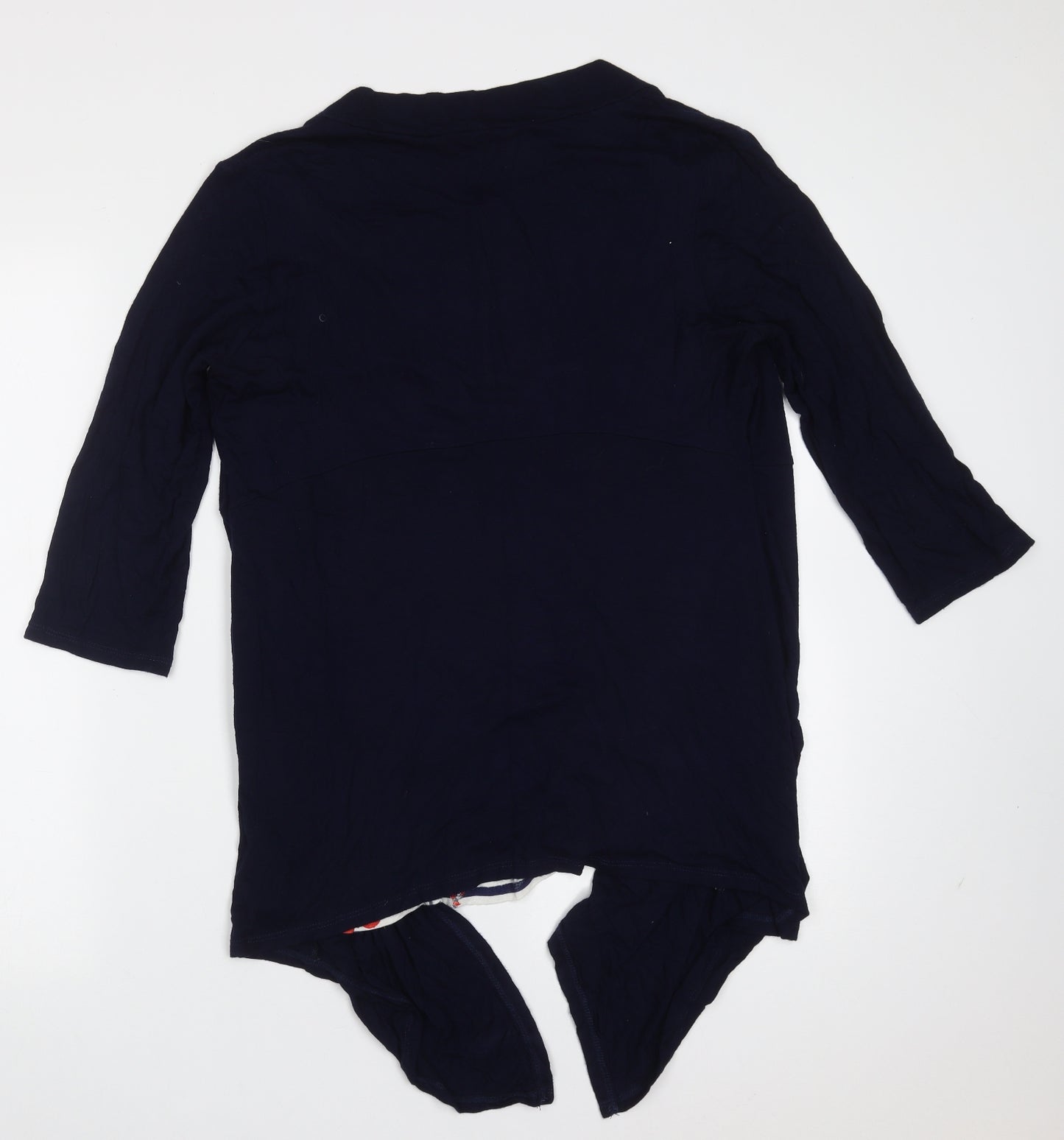 Soon Womens Blue Floral Viscose Basic Blouse Size 14 Round Neck - built in cardigan