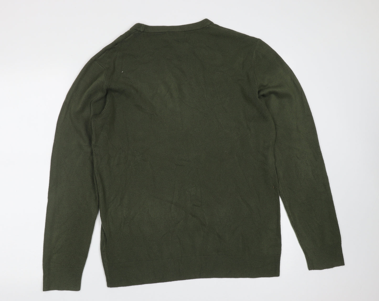 Primark Mens Green Round Neck  Acrylic Pullover Jumper Size L