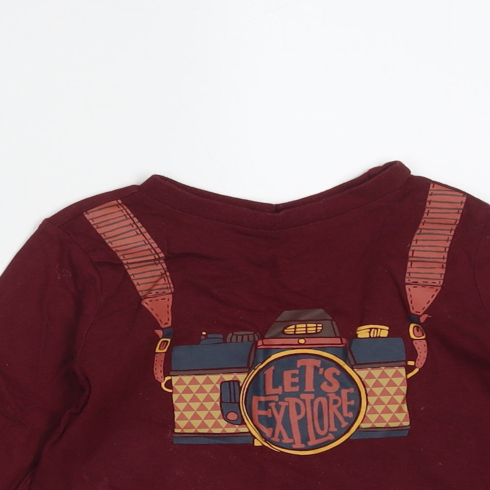 F&F Boys Purple  Cotton Basic T-Shirt Size 18-24 Months Round Neck  - adventure