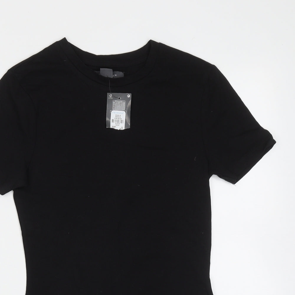 Primark Womens Black  Cotton Bodysuit One-Piece Size XS
