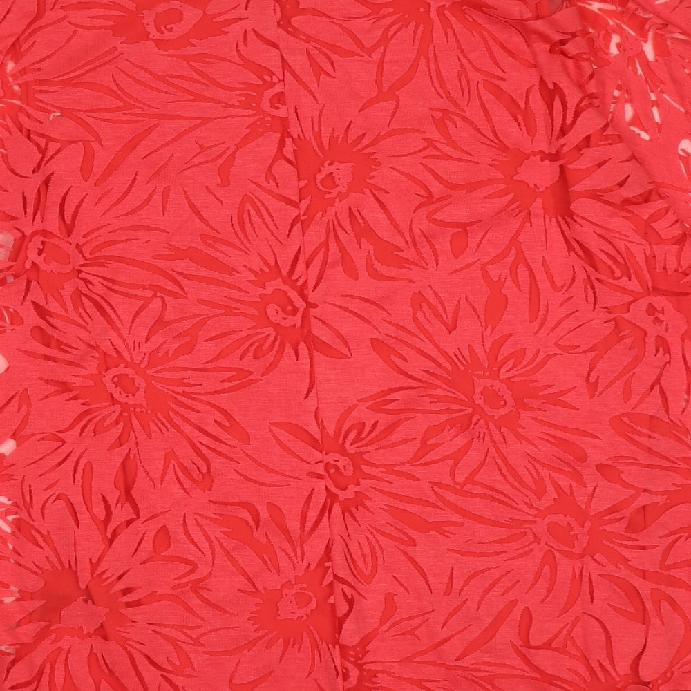 Papaya Womens Pink Floral Viscose Basic Blouse Size 16 Round Neck