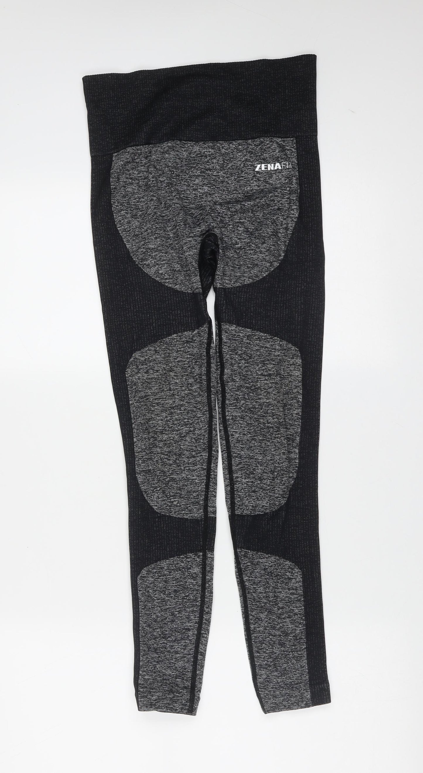 Preworn Womens Grey Striped Nylon Compression Leggings Size S L26 in Extra-Slim