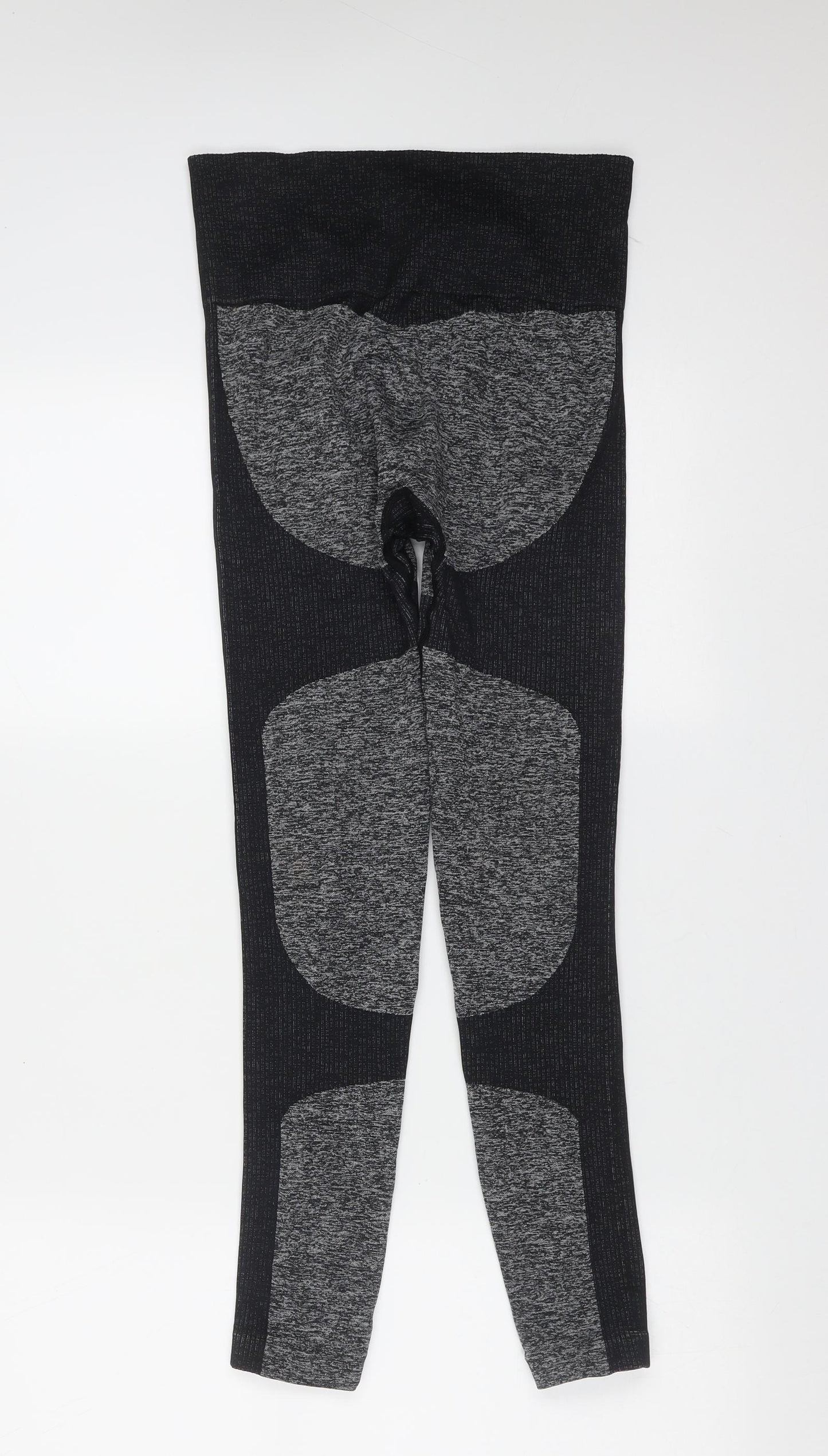 Preworn Womens Grey Striped Nylon Compression Leggings Size S L26 in Extra-Slim