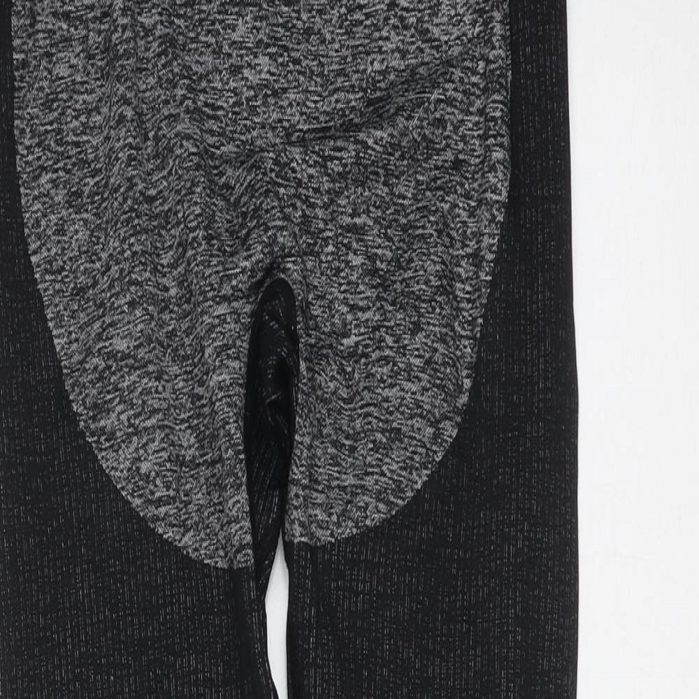 Preworn Womens Grey Striped Nylon Compression Leggings Size S L26 in Extra-Slim