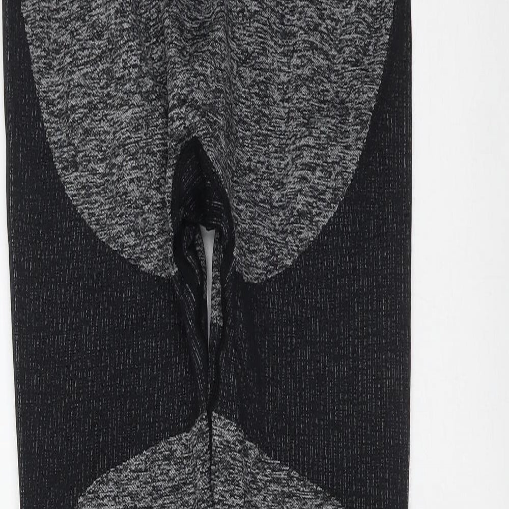 Preworn Womens Grey Striped Nylon Compression Leggings Size S L26 in Extra-Slim