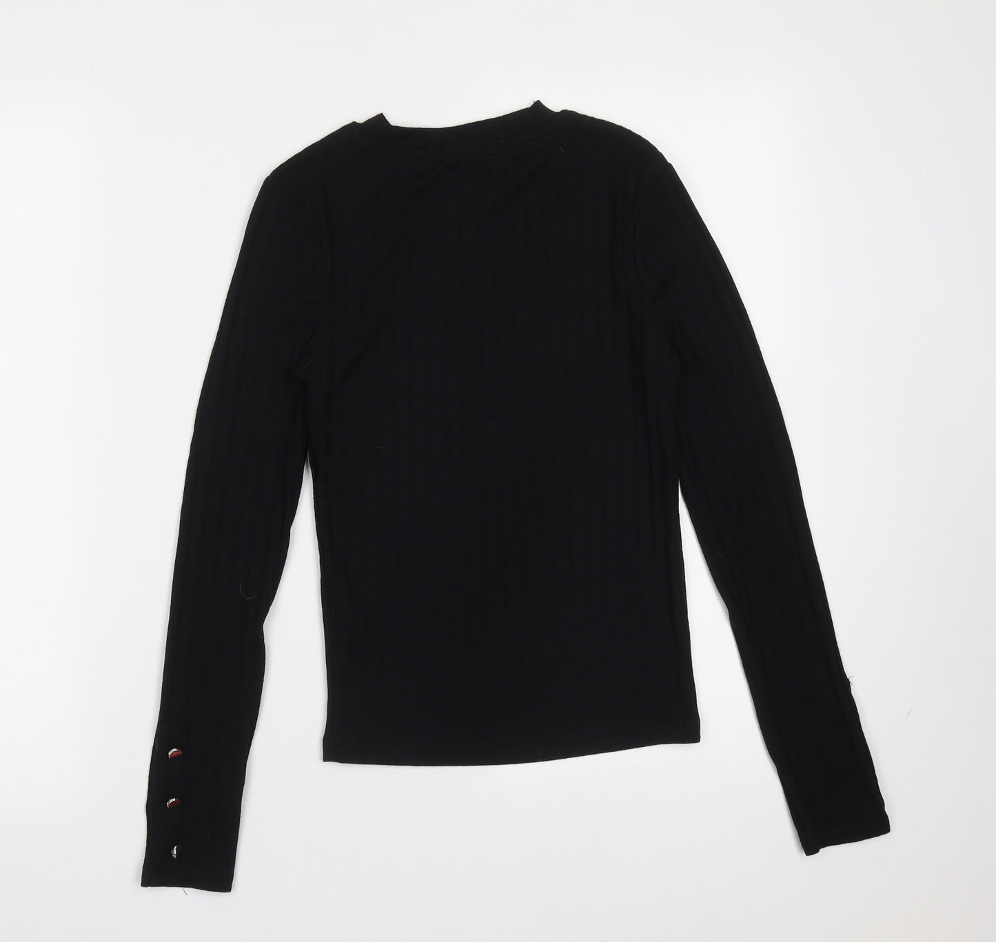 Primark Womens Black Round Neck Striped Polyester Pullover Jumper Size XS