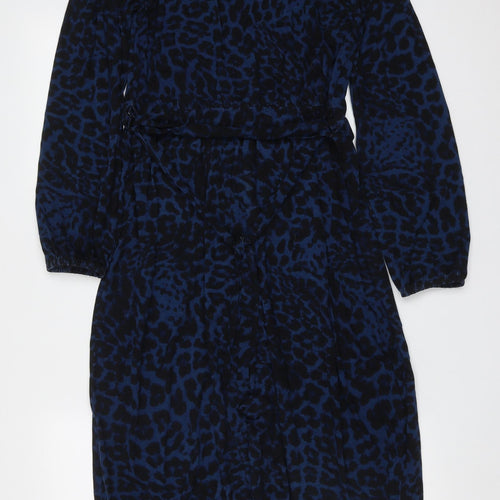 Preworn Womens Blue Animal Print Viscose Maxi  Size 10  Round Neck
