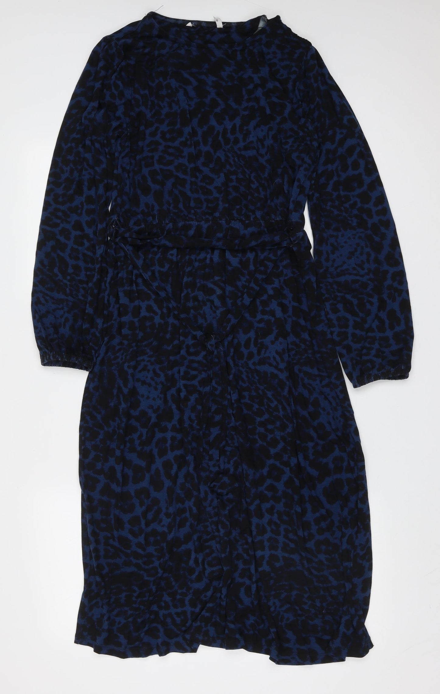 Preworn Womens Blue Animal Print Viscose Maxi  Size 10  Round Neck