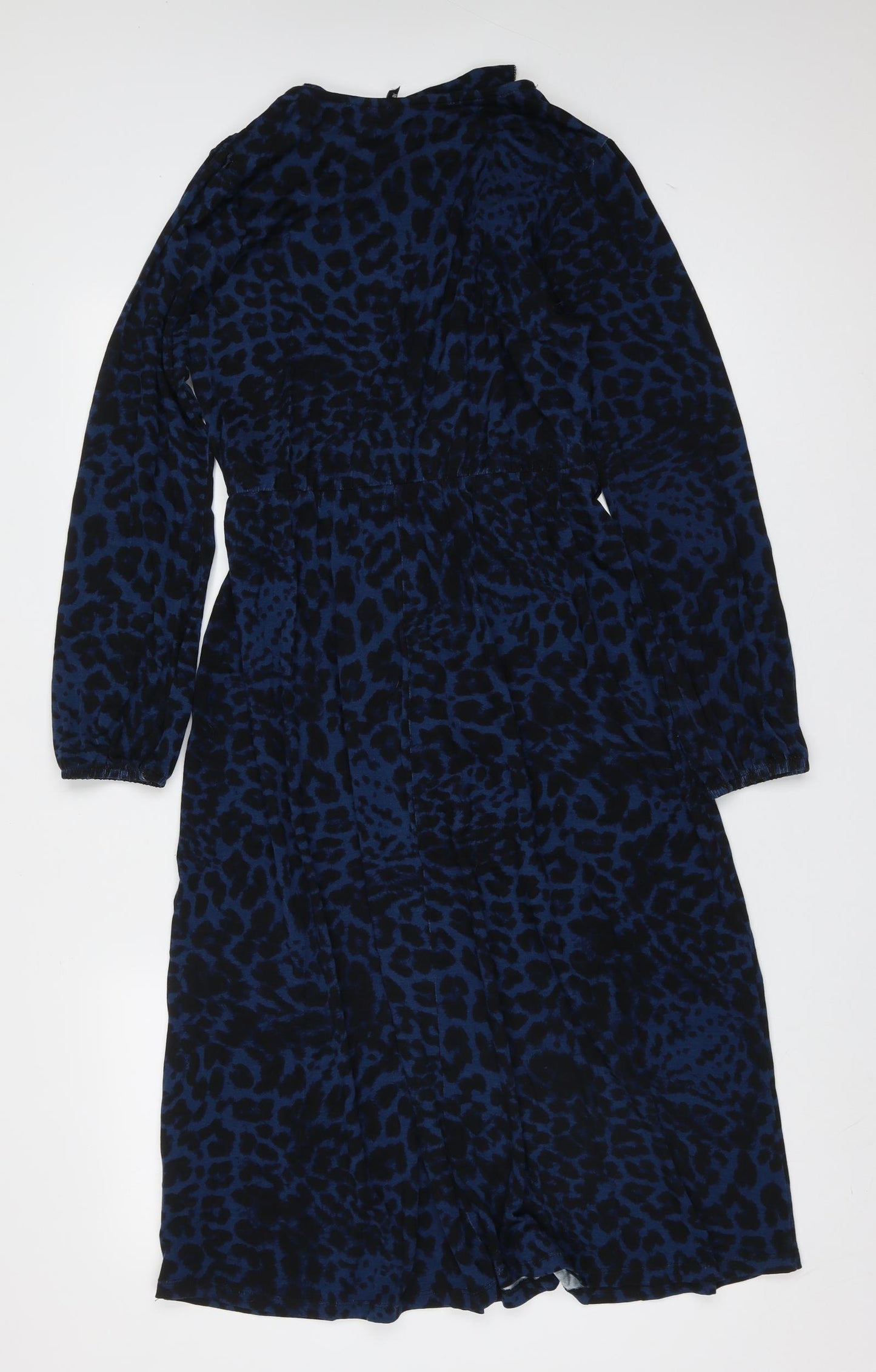 Preworn Womens Blue Animal Print Viscose Maxi  Size 10  Round Neck