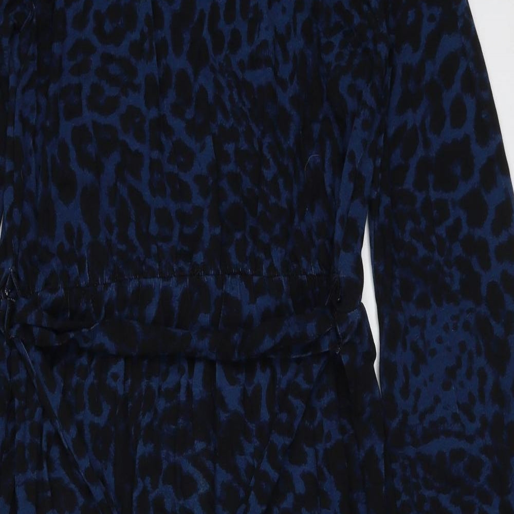 Preworn Womens Blue Animal Print Viscose Maxi  Size 10  Round Neck