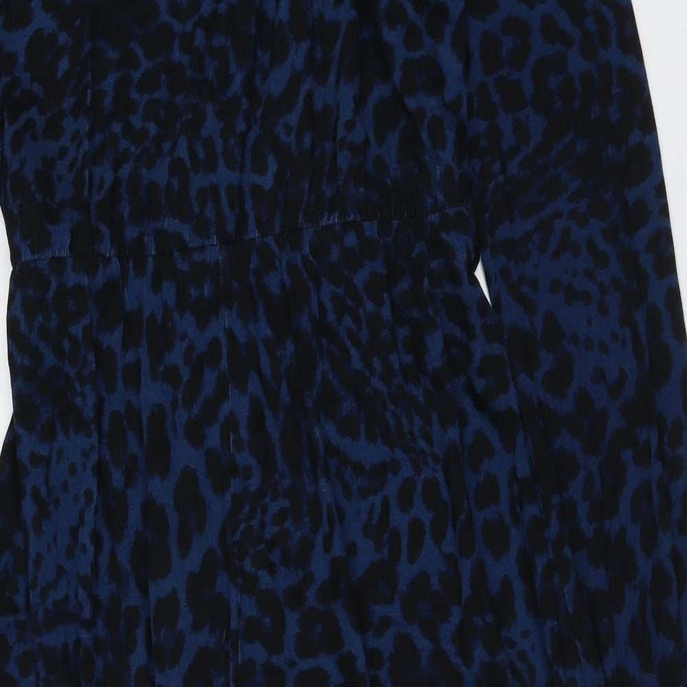 Preworn Womens Blue Animal Print Viscose Maxi  Size 10  Round Neck