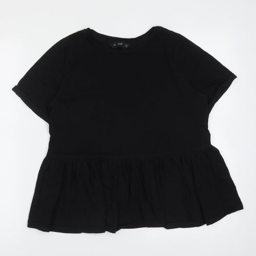 F&F Womens Black  Cotton Basic T-Shirt Size 10 Round Neck