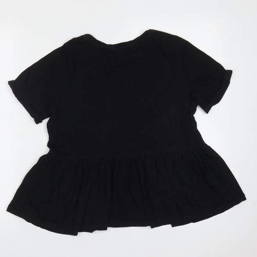 F&F Womens Black  Cotton Basic T-Shirt Size 10 Round Neck