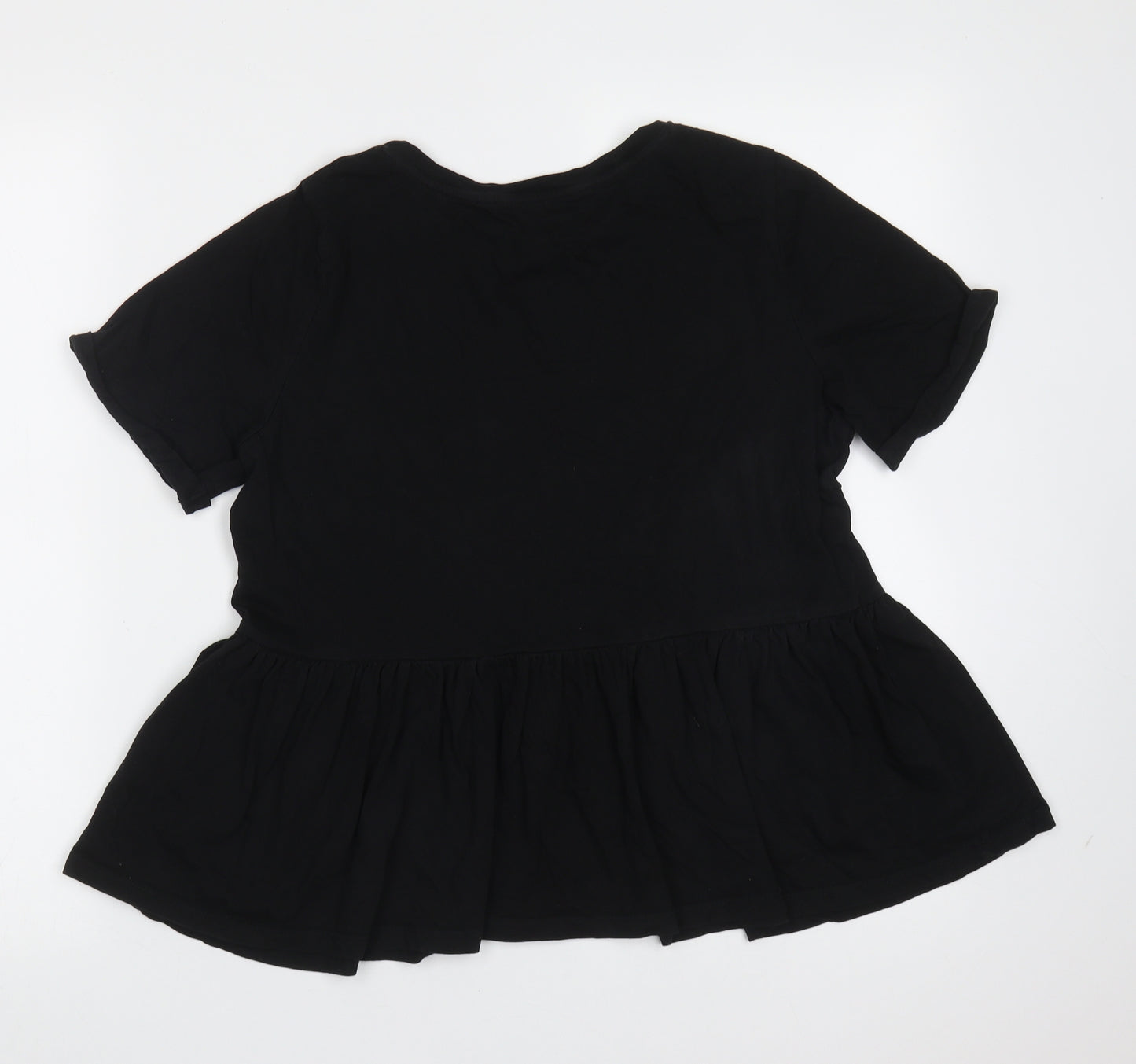 F&F Womens Black  Cotton Basic T-Shirt Size 10 Round Neck