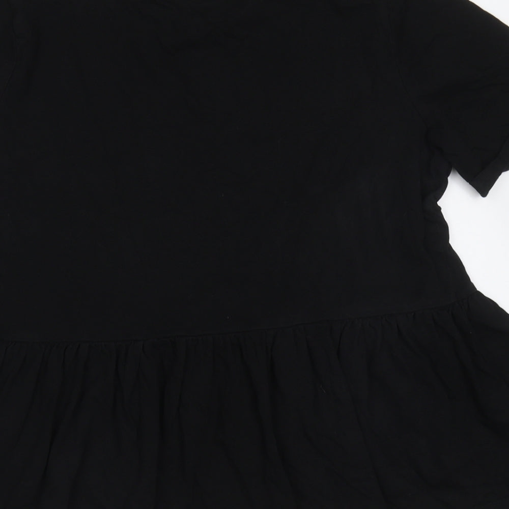 F&F Womens Black  Cotton Basic T-Shirt Size 10 Round Neck