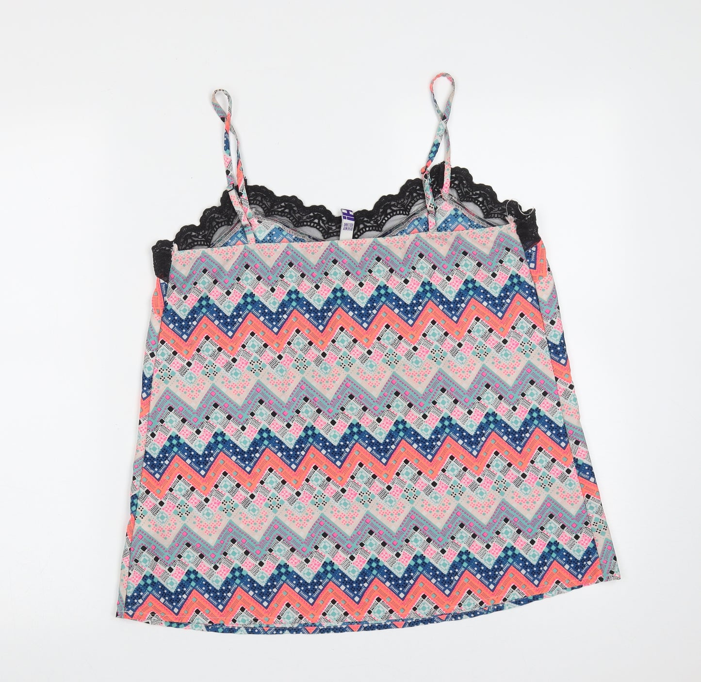 HENRY HOLLAND Womens Multicoloured Geometric Polyester Camisole Blouse Size 12 V-Neck