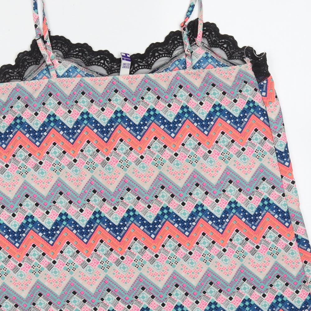 HENRY HOLLAND Womens Multicoloured Geometric Polyester Camisole Blouse Size 12 V-Neck