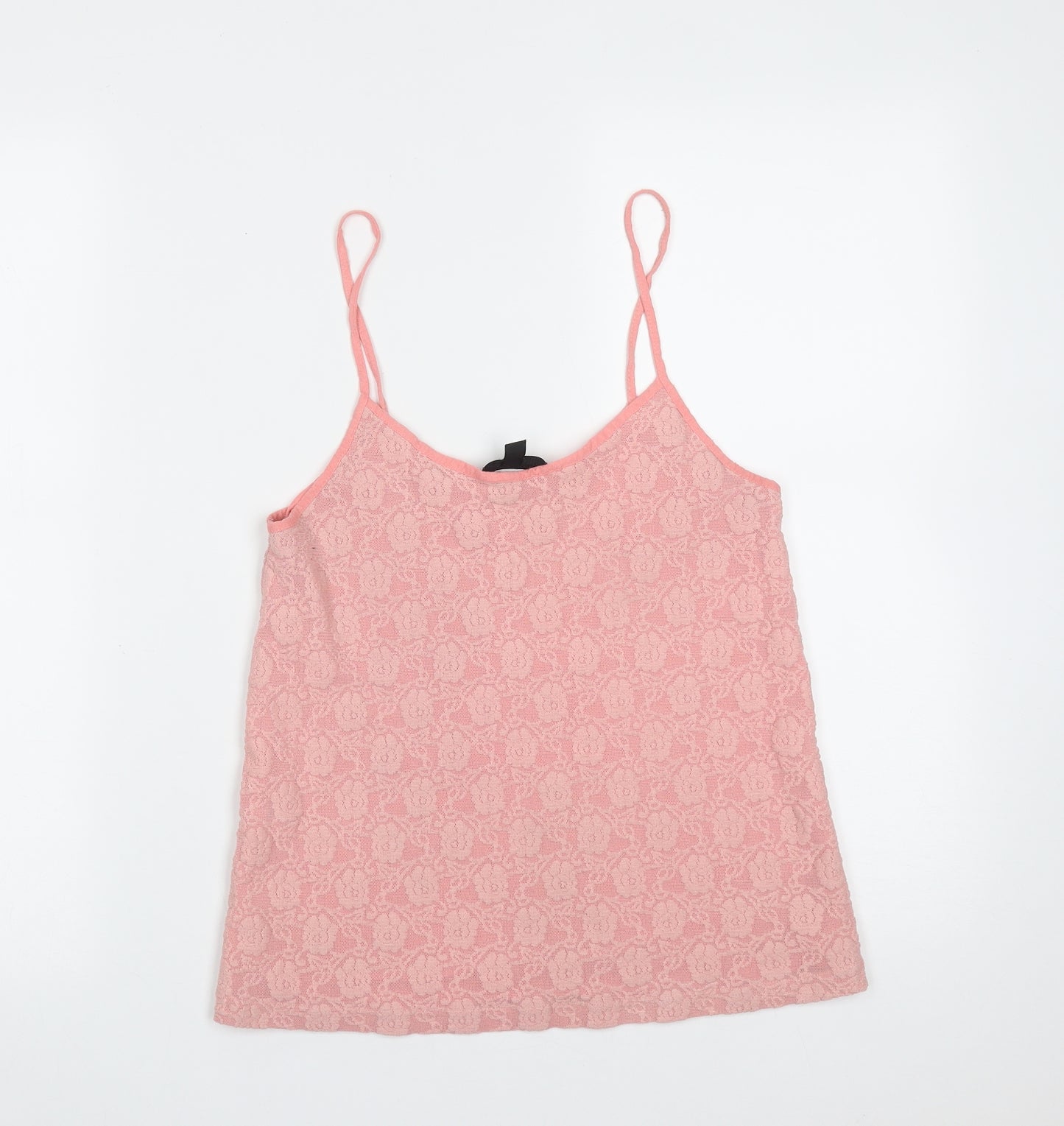 Topshop Womens Pink Floral Polyester Camisole Blouse Size 10 V-Neck