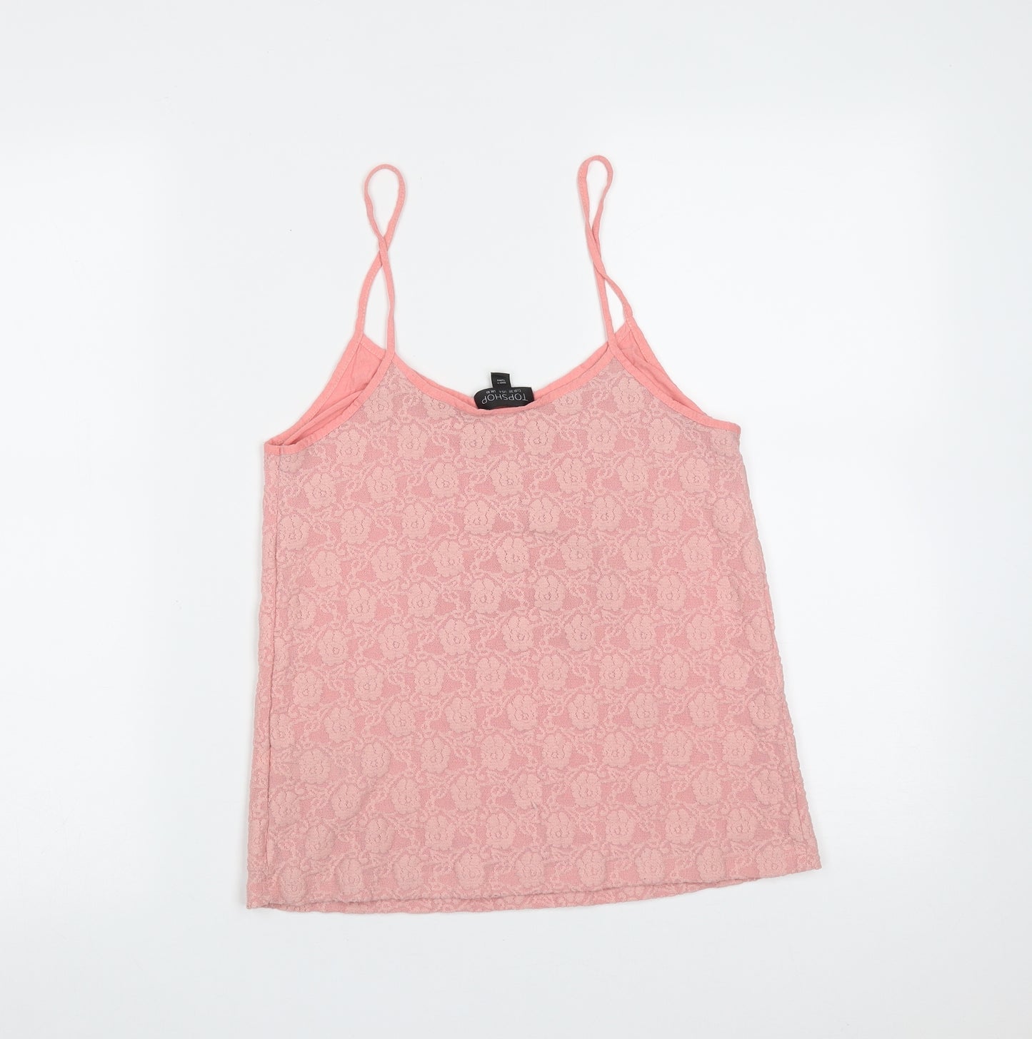 Topshop Womens Pink Floral Polyester Camisole Blouse Size 10 V-Neck