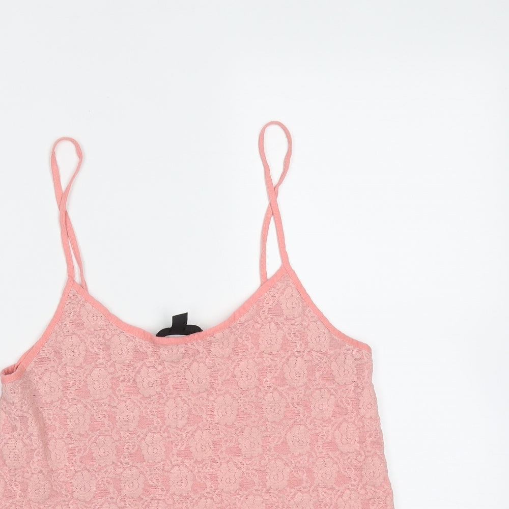 Topshop Womens Pink Floral Polyester Camisole Blouse Size 10 V-Neck