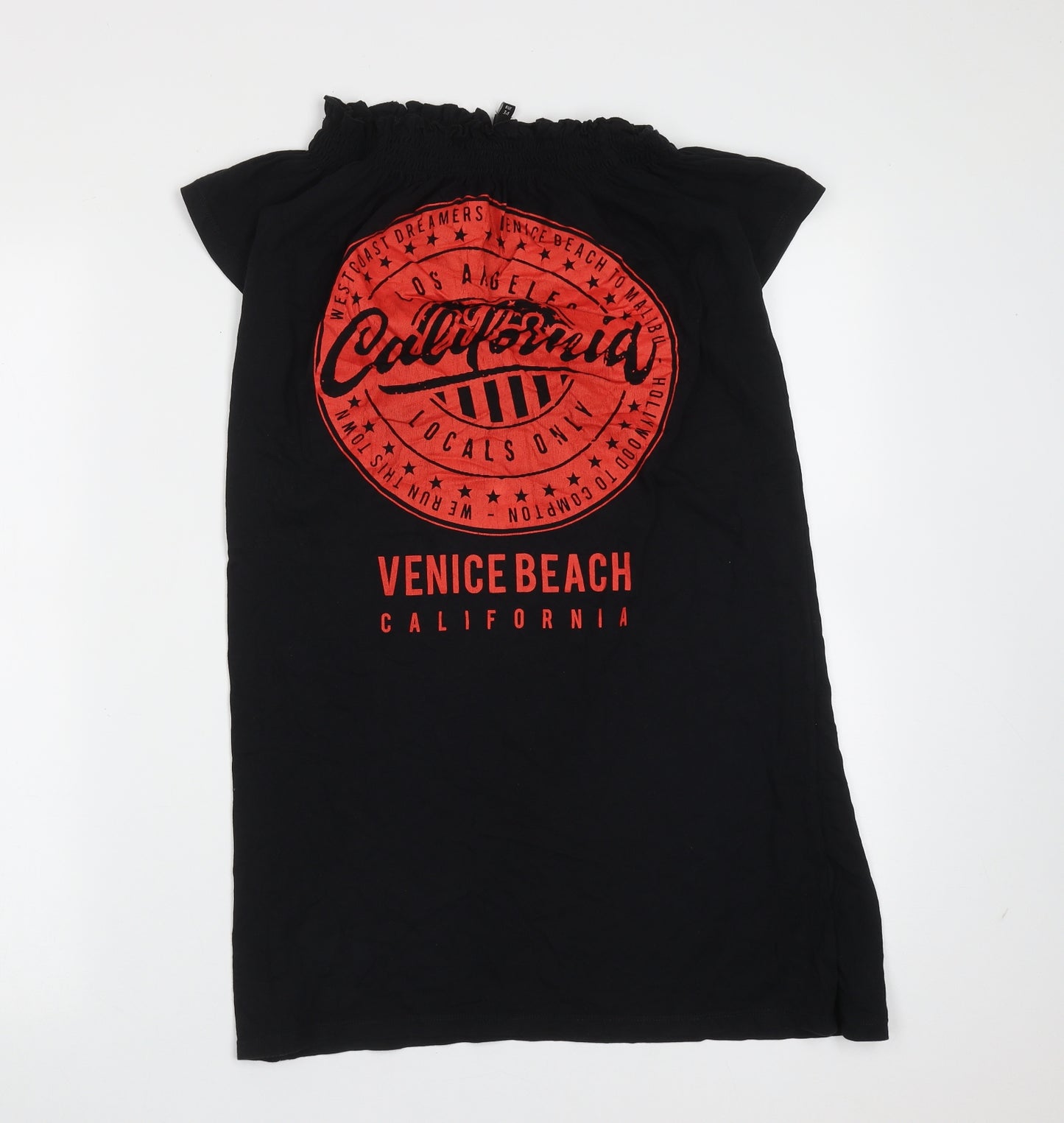 River Island Womens Black  Cotton T-Shirt Dress  Size 8  Round Neck  - california