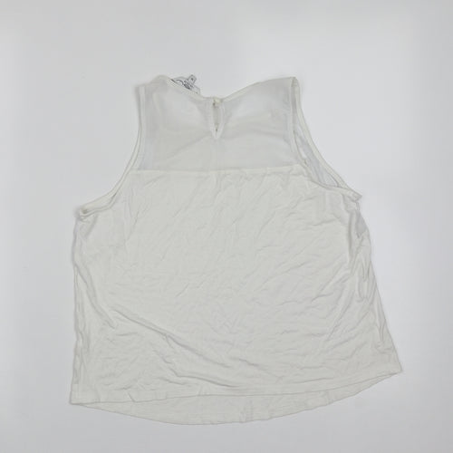 New Look Womens White  Viscose Basic Tank Size 14 Round Neck - mesh detail