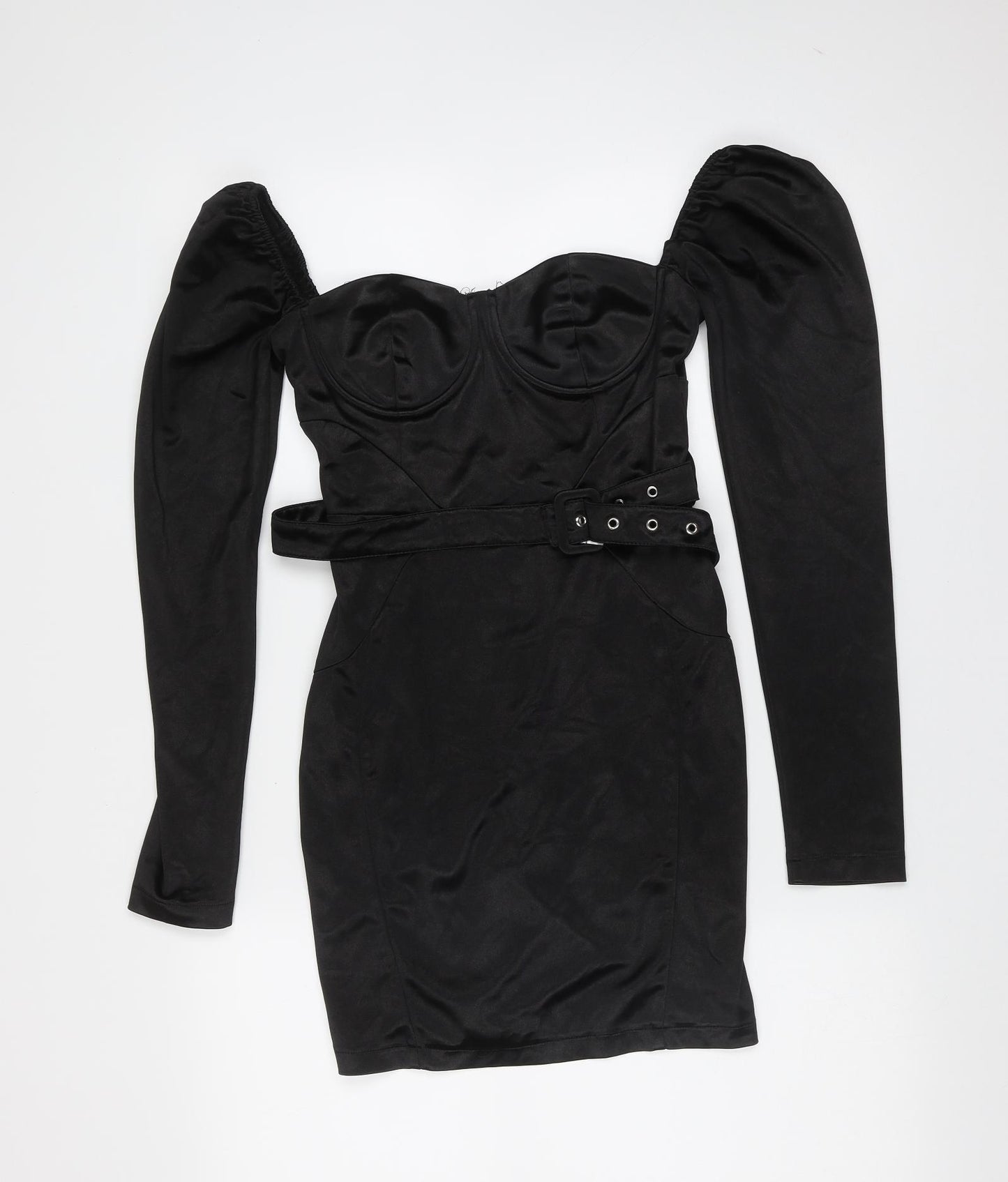 PRETTYLITTLETHING Womens Black  Polyester Mini  Size 8  Sweetheart