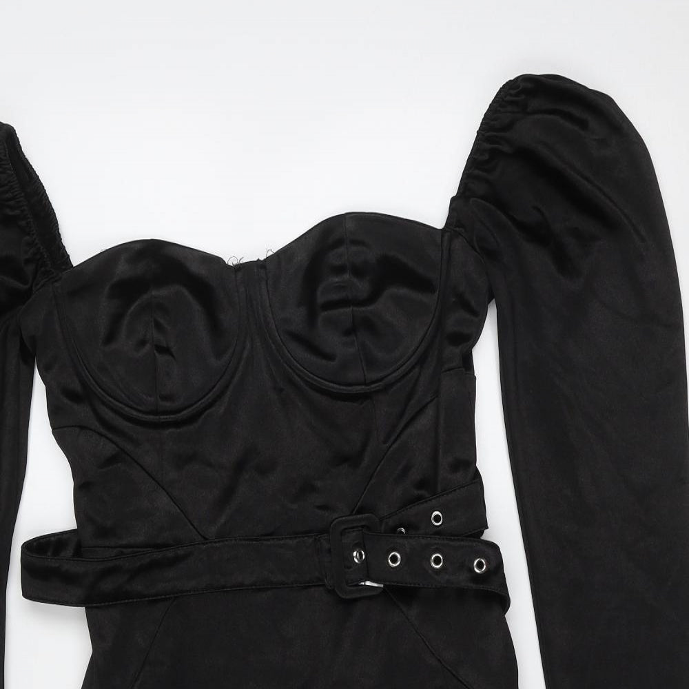 PRETTYLITTLETHING Womens Black  Polyester Mini  Size 8  Sweetheart