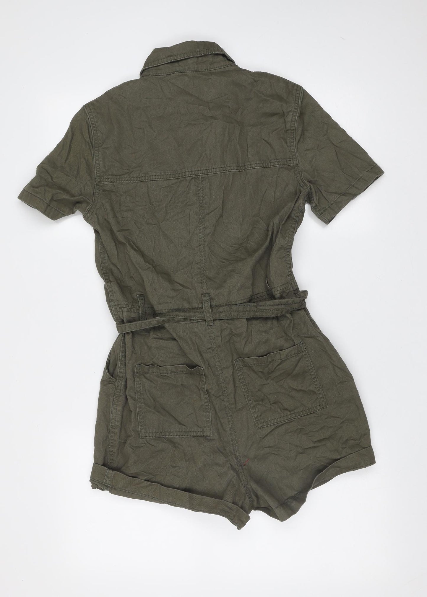 F&F Womens Green  Cotton Playsuit One-Piece Size 8  Zip