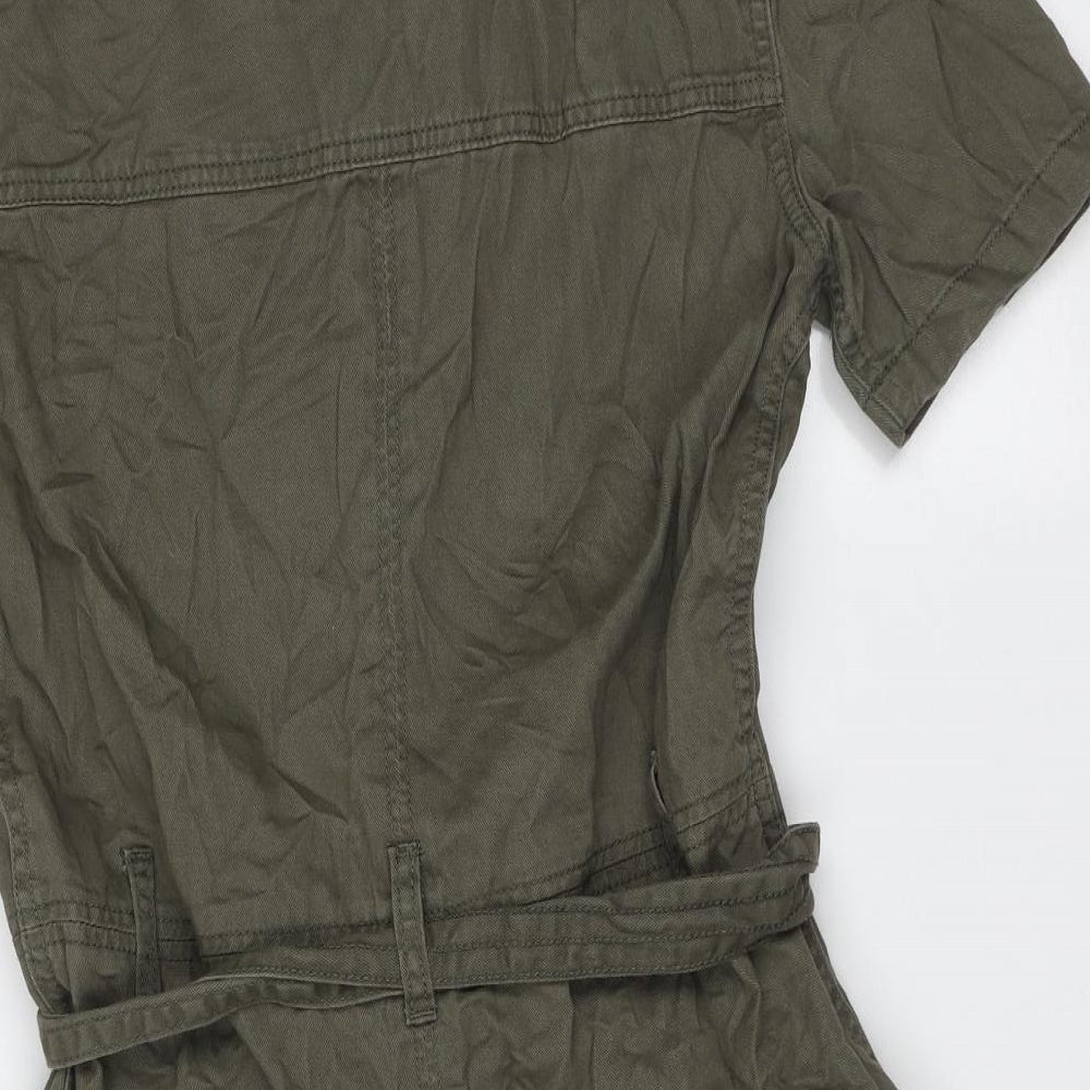 F&F Womens Green  Cotton Playsuit One-Piece Size 8  Zip