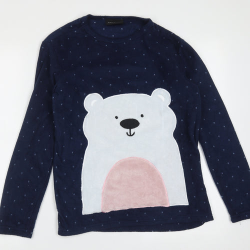 tramas Womens Blue Solid Polyester Top Pyjama Top Size S   - Polar bear