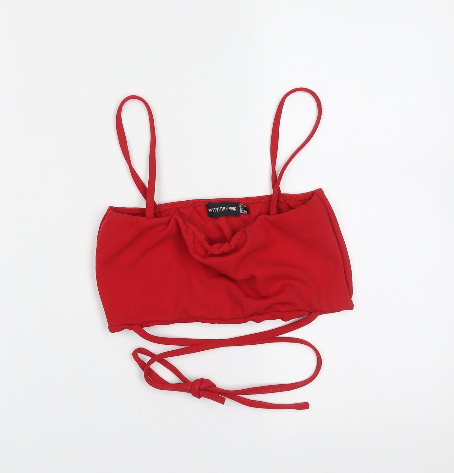PRETTYLITTLETHING Womens Red  Polyester Cropped Blouse Size 8 Square Neck - cropped