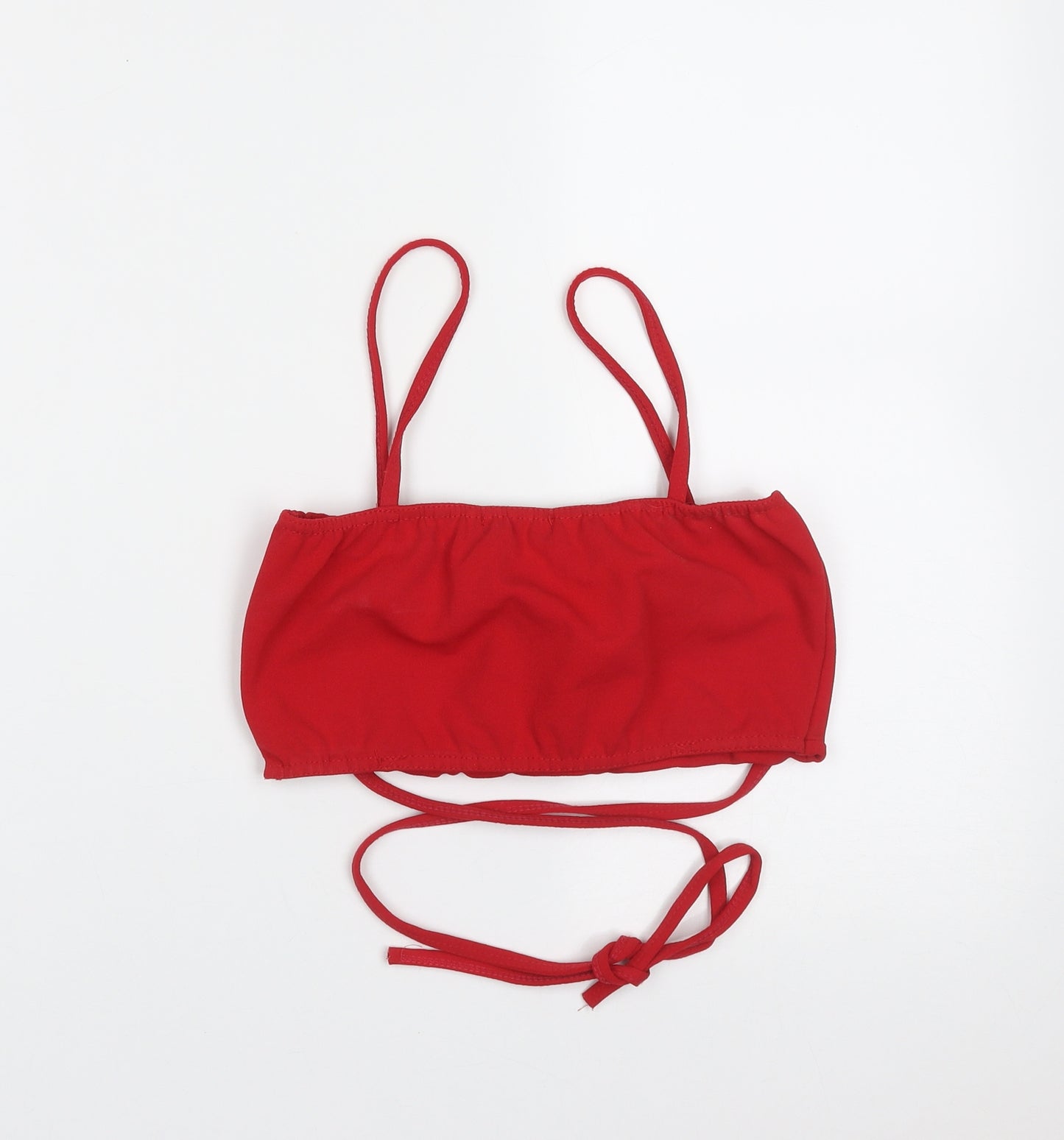 PRETTYLITTLETHING Womens Red  Polyester Cropped Blouse Size 8 Square Neck - cropped