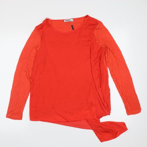 Gallery Womens Red  Viscose Basic Blouse Size 12 Round Neck