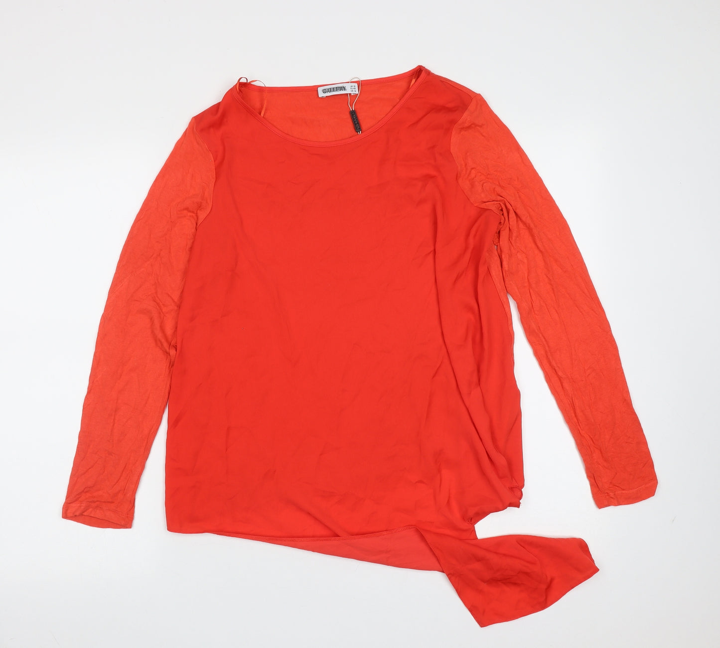 Gallery Womens Red  Viscose Basic Blouse Size 12 Round Neck