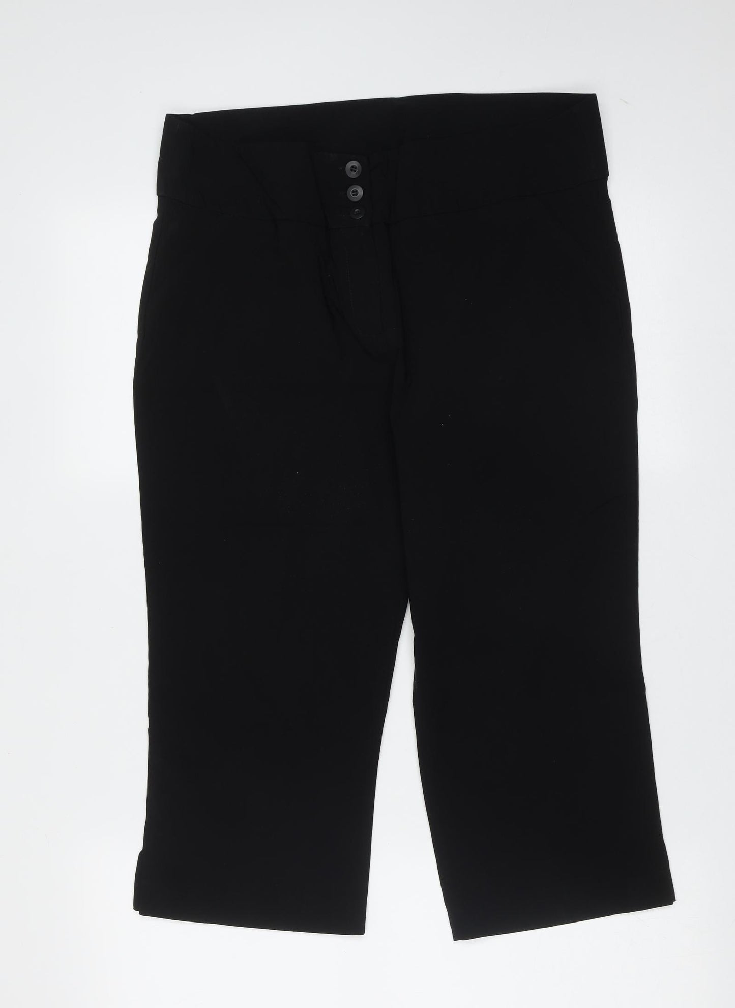 AMARANTO Womens Black  Viscose Cropped Trousers Size 16 L20 in Regular