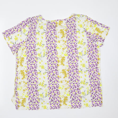 Principles Womens Ivory Floral Viscose Basic Blouse Size 20 Round Neck