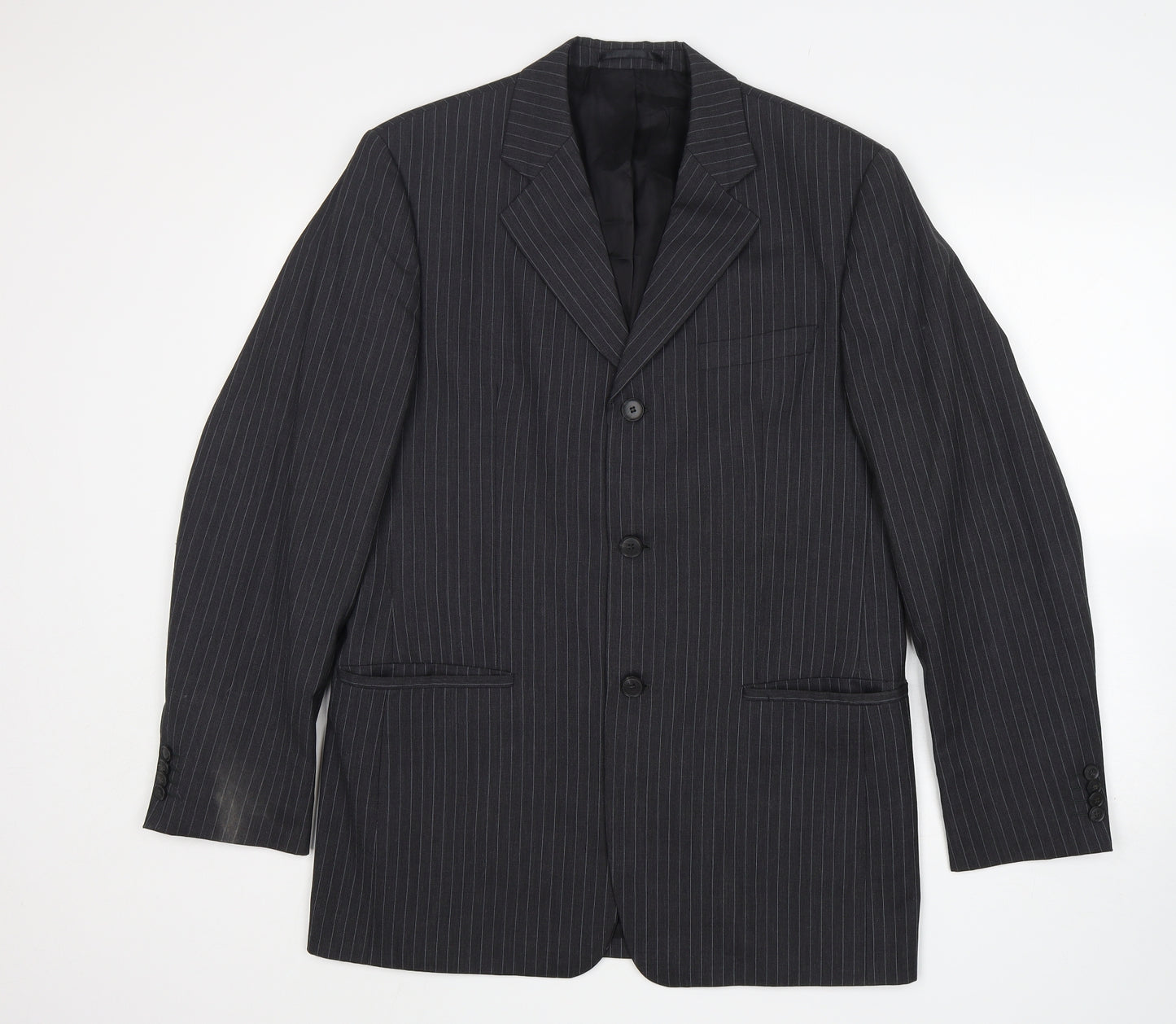Mexx Mens Grey Striped Wool Jacket Suit Jacket