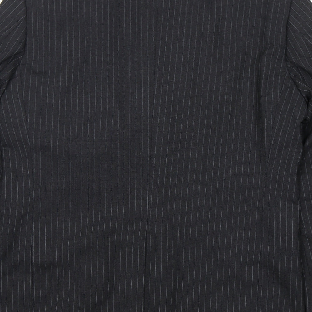 Mexx Mens Grey Striped Wool Jacket Suit Jacket