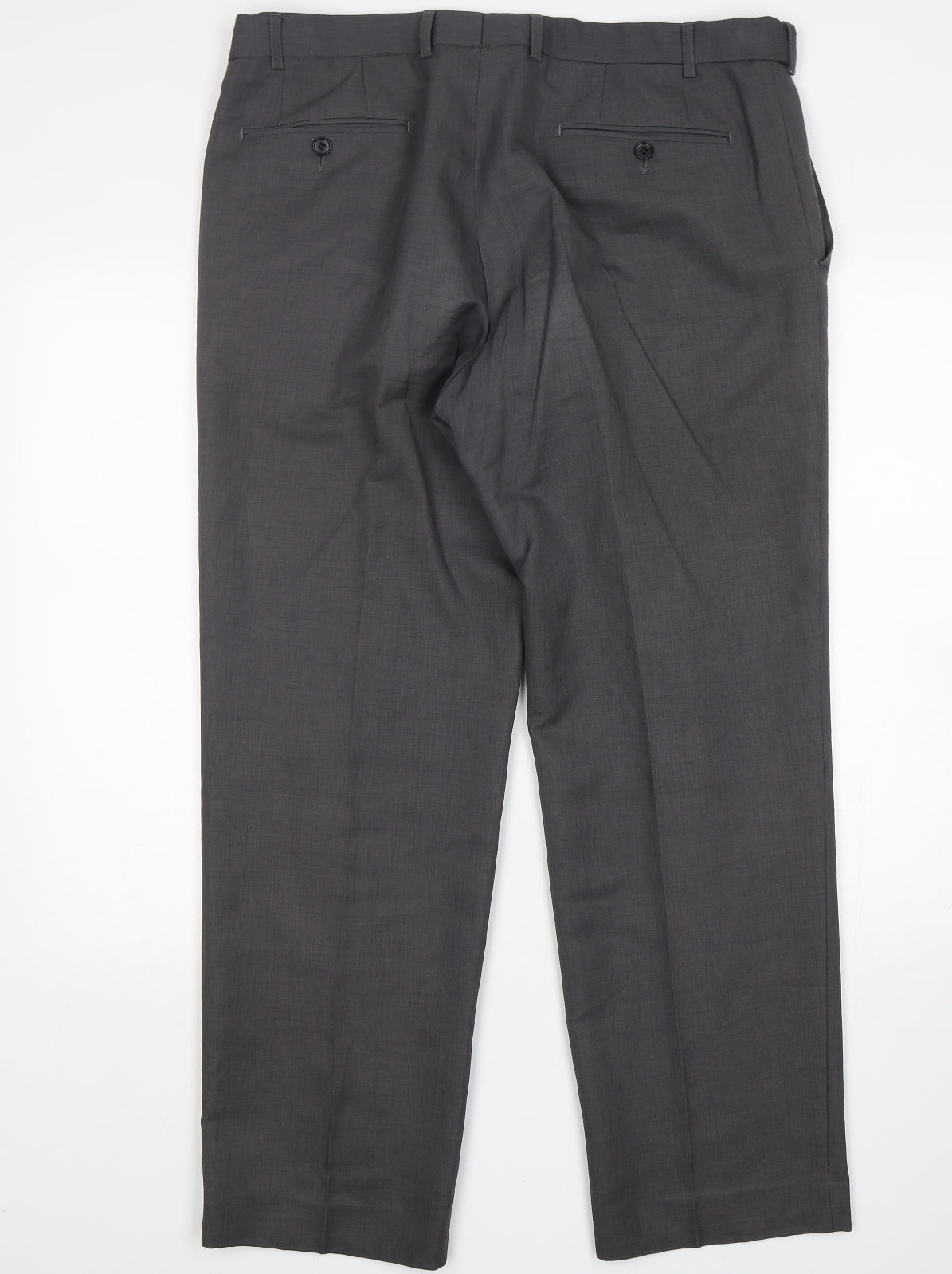 M&S Mens Grey  Polyester Trousers  Size 36 L31 in Regular